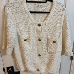 Bohme Women's Ivory Cardigan with Button Details